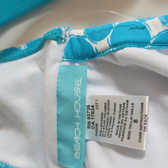 Beach House Turquoise Blue and White Polka Dot Swimsuit Top. Size 8. NWOT - Picture 7 of 8